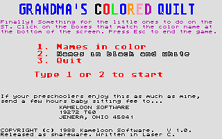 Grandma's Colored Quilt atari screenshot